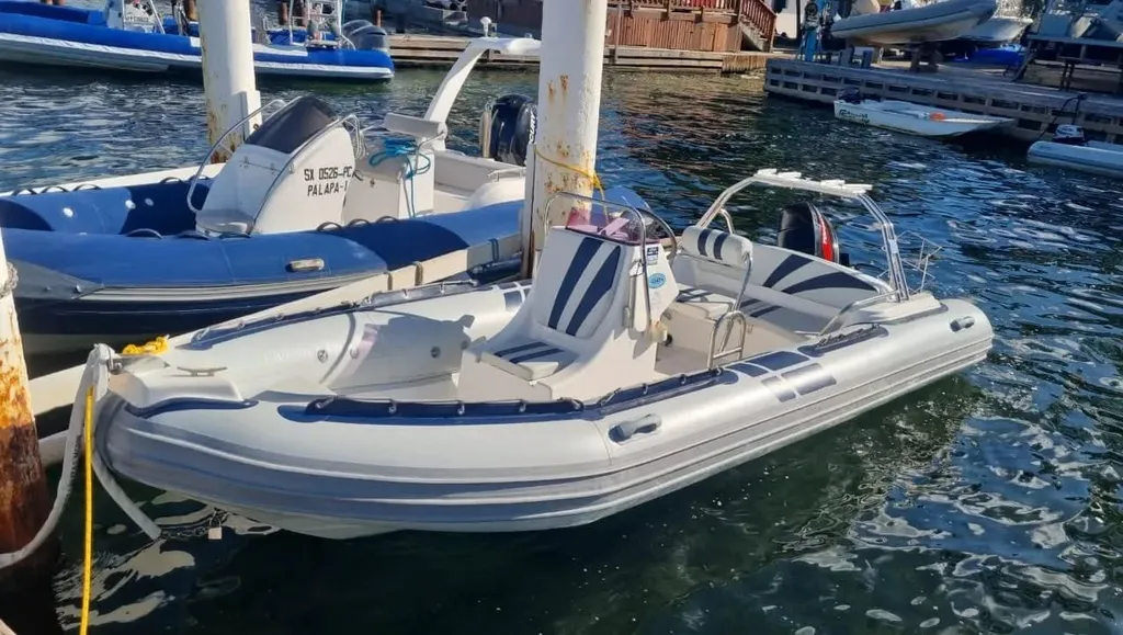 The new Cylipso Diving dinghy moored in a Sint Maarten marina